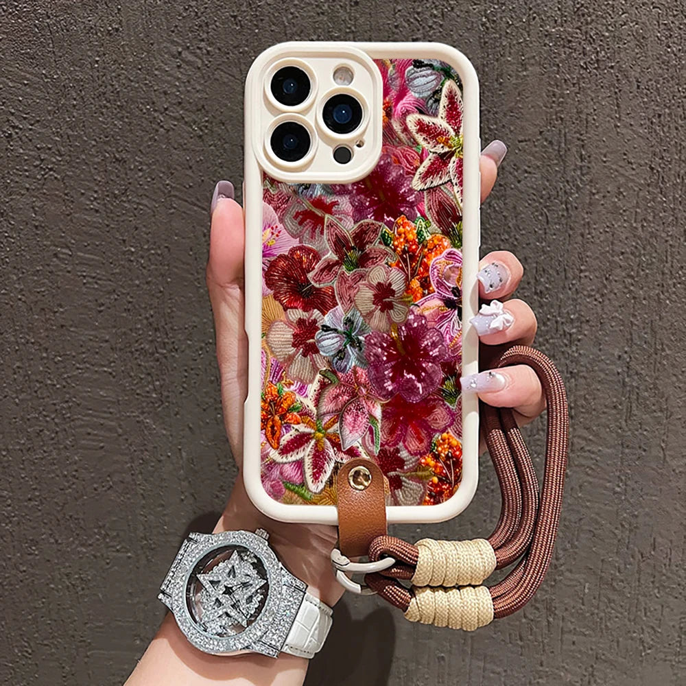 Mexican Folk Customs Silicone Phone Case For iPhone 17 16 17 Pro 15 14 13 12 11 Pro Max 16E 7 8 Plus XR XS With Lanyard Cover