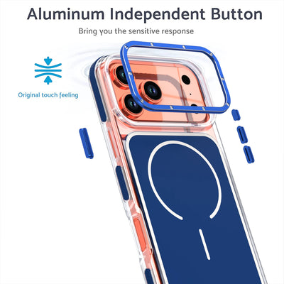 Luxury Two Tone Border Clear Strong Magnetic Phone Case for IPhone 17 Air 16 15 14 Plus 13 12 17 Pro Max 16e For Magsafe Cover