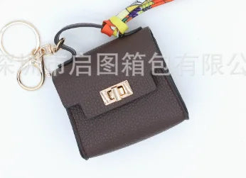 Luxury Fashion Mini Headphone Bag For Airpods 4 3 2 Pro 2 Galaxy Buds 3/3Pro Leather Purse Pendant Mini Keychain