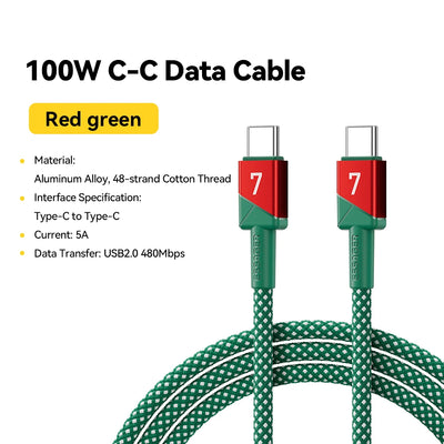 ESSAGER 100W 7A USB C to USB C Cable Fast Charging Wire for iPhone 17/16/15/14 pro Max MacBook iPad Laptop -Football Team Colors