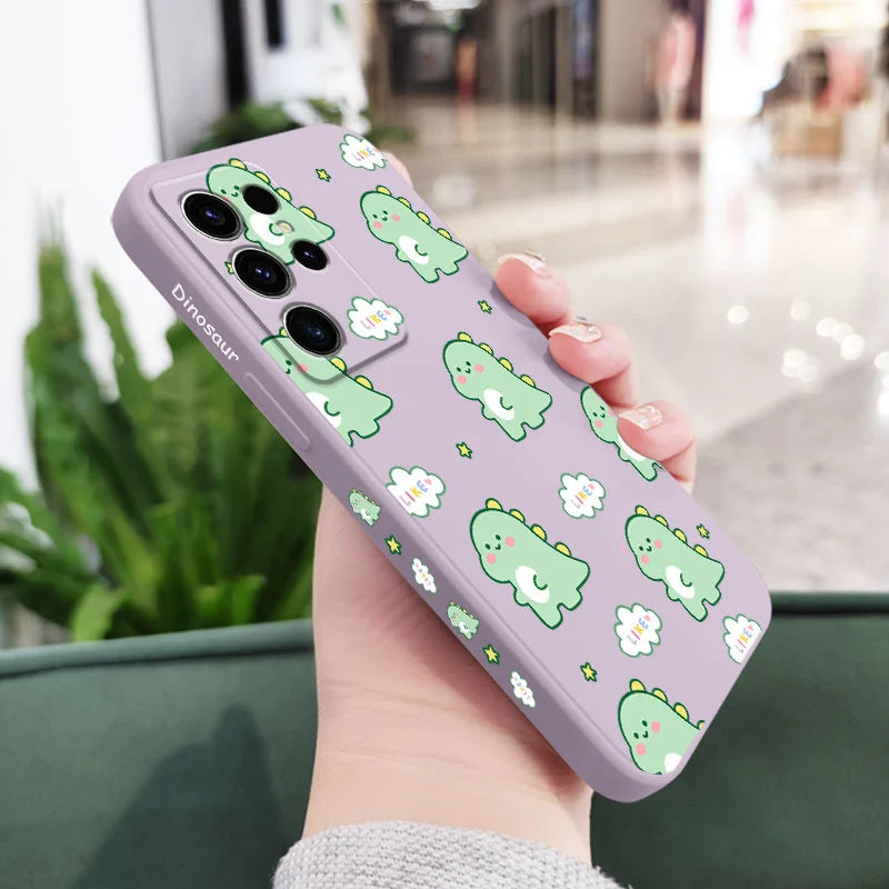Cloud Dinosaur Phone Case For Samsung Galaxy S25FE S24 S23 S22 S21 S20 S10 S10E Ultra Plus FE Note 20 Ultra 10 Plus Cover