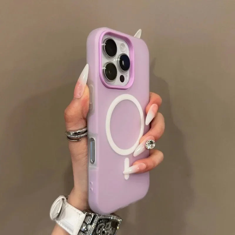 Luxury Candy Color 2 IN 1 For Magsafe Case for iPhone 16 15 14 13 12 17 18 Pro Max Magnetic Wireless Charge Clear Matte Cover