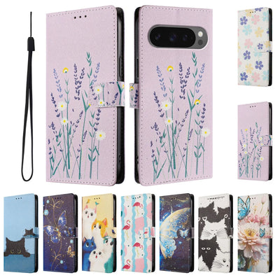 Flip Wallet Leather Phone Case For Google Pixel 6 7 8 9 10 11 Pro XL Pixel 10a 9a 8a 7a 6a Cover Magnetic Stand Painted Pattern