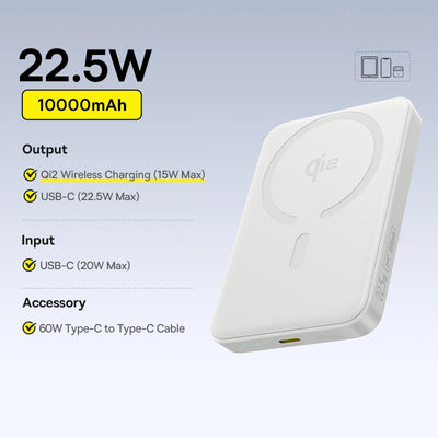 Baseus Qi2 Magnetic Power Bank 10000mah 15W Wireless Charging 22.5W Wired Charge Qi2-Certified for iPhone 16 15 14 13 12 Pro Max
