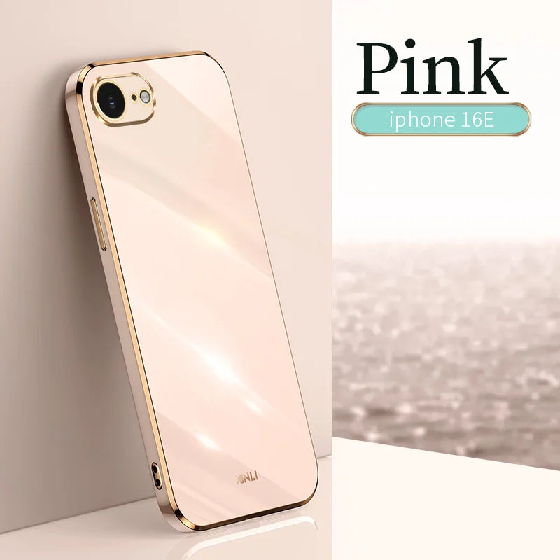 For iPhone 16E SE4 2025 Case Plating Silicone Bumper Soft TPU Back Cover Shockproof Phone Case for Apple iPhone 16E iPhone 16E S