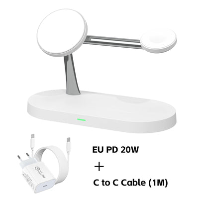 3 in 1 Wireless Charger Stand Magnetic For iPhone 12-17 Fast Charging Station for Apple Watch 11 10 9 8 7 6 5 Airpods 2 3 Pro
