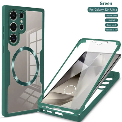 360° Full Shockproof Case for Samsung Galaxy S26 S25 S24 S23 S22  Ultra Plus FE Wireless Charging Transparent Cover
