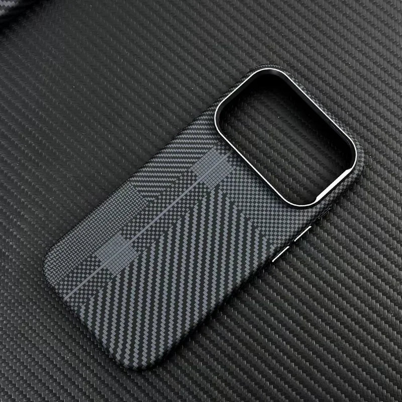 Carbon Fiber Texture Magnetic Case For iphone 17 18Pro Max 16 18 Pro 15 14 13 Ultrathin Alloy Lens Wireless Charge Hard Cover
