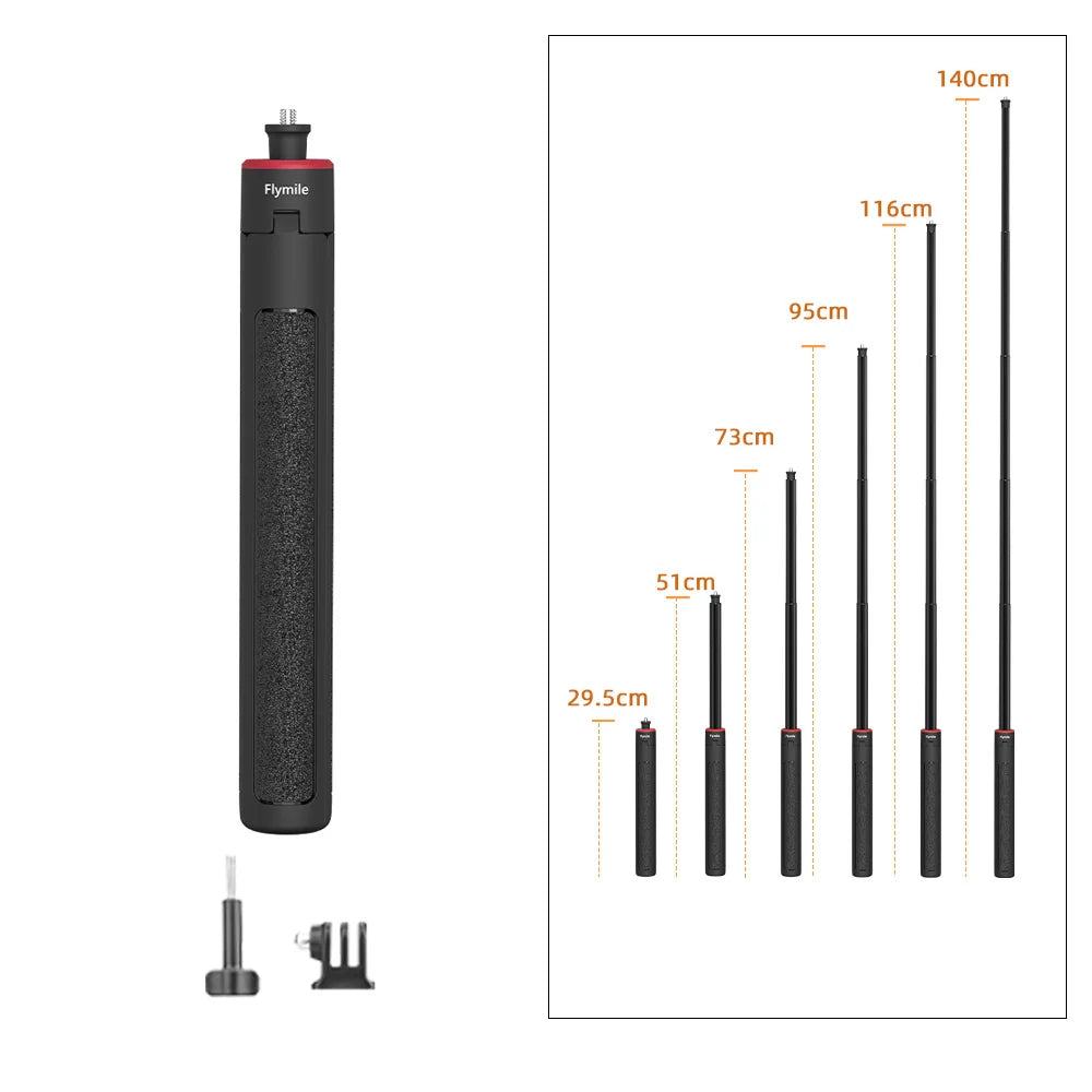 Flymile Pocket 4 Tripod Selfie Stick Extendable Long Hand Grip for DJI Pocket 3/Action 6/Insta360 X5 X4/Gopro 13 Accessories
