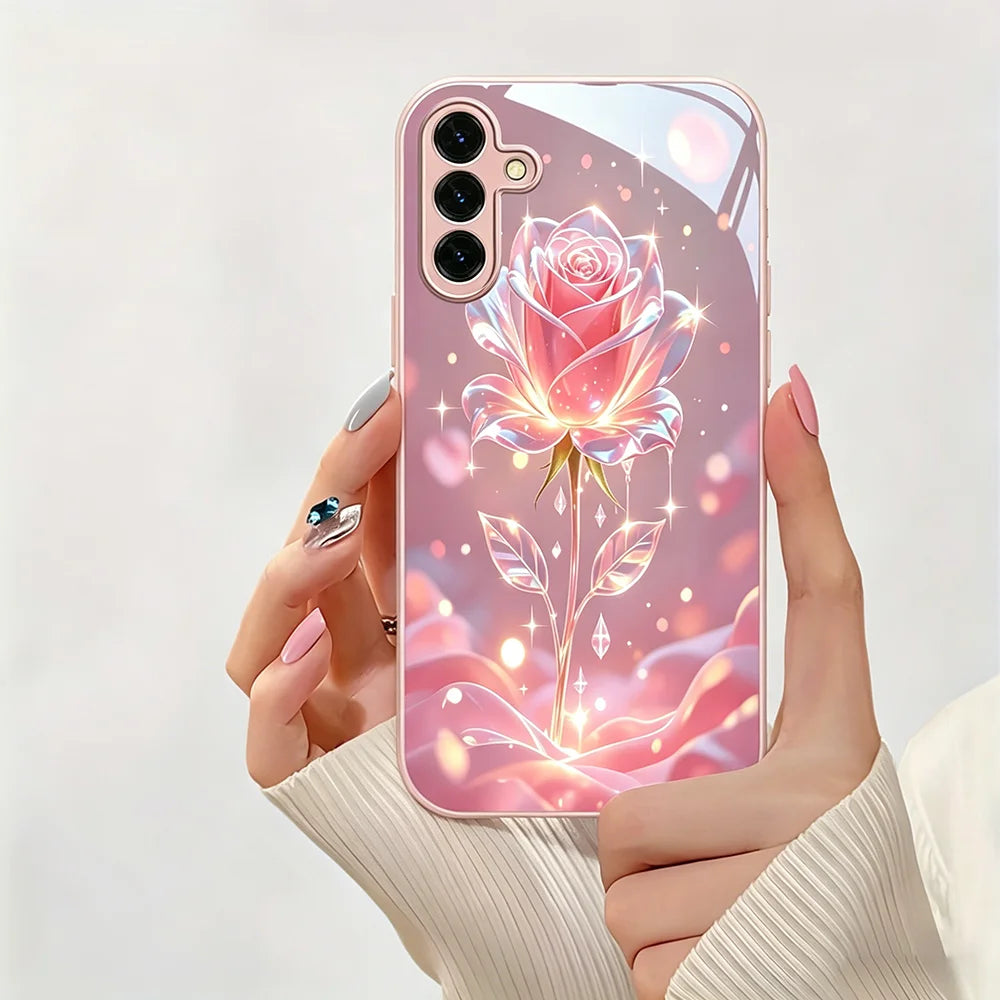 Lotus Flowers Glass Phone Case For Samsung S26 Ultra S25 S24 S23 Plus A57 5G A56 A55 A54 A53 A37 A36 A17 A26 A25 A24 Cases Cover