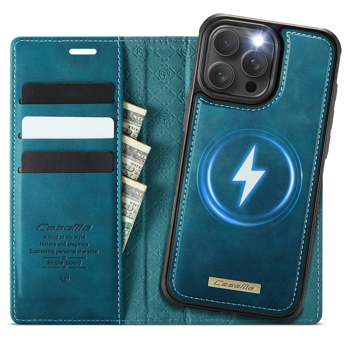 For iPhone 16e 16 15 14 13 12 11 Pro Max Detachable Wallet Case Compatible with Magsafe, 2-in-1 PU Leather Flip RFID Blocking
