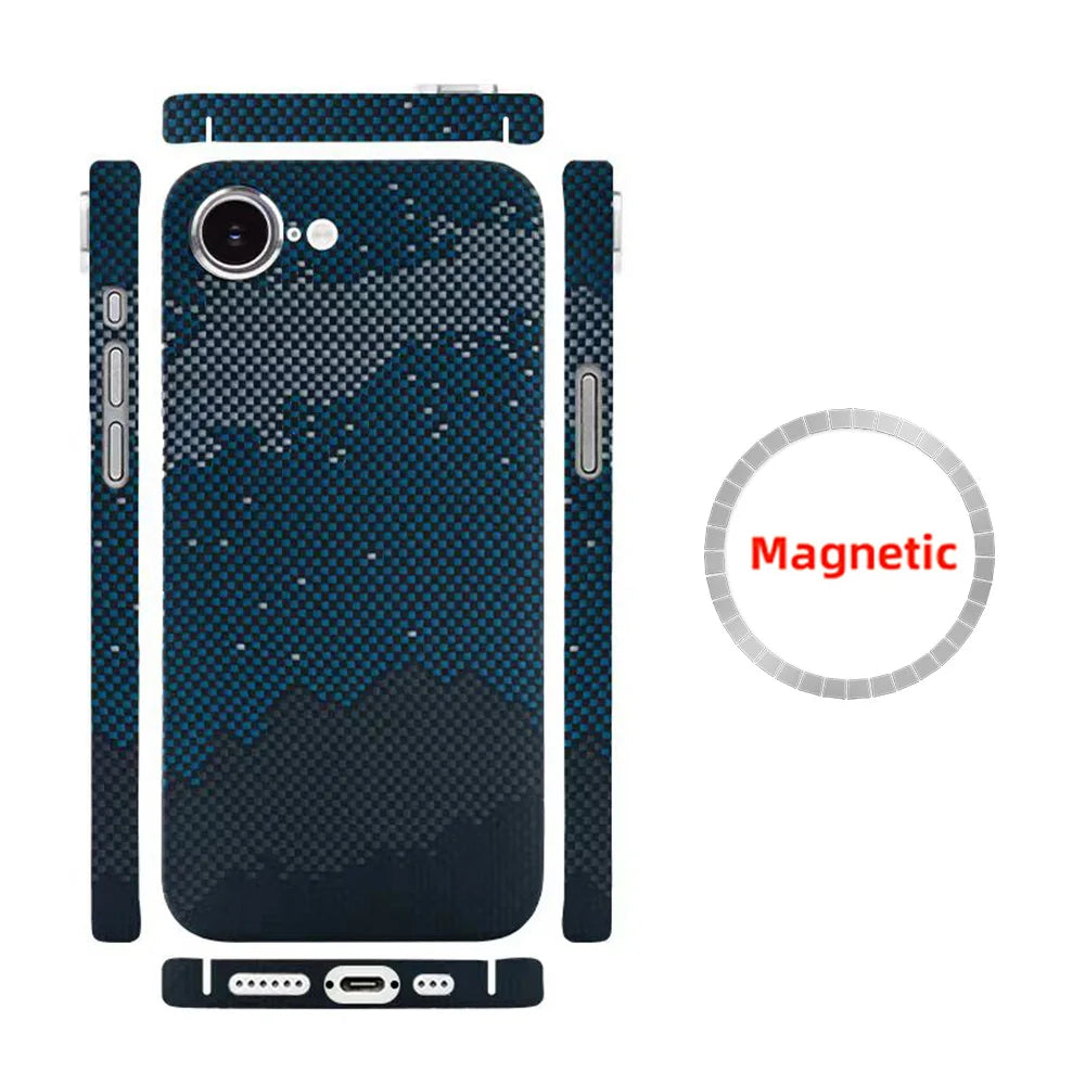 Amstar Magnetic Carbon Fiber Phone Case for iPhone 16e Magsafe Cover Luxury Kevlar Aramid Fiber Magnetic Cases