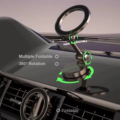 Foldable Magnet Car Mobile Phone Holder for MagSafe 360° Adjustable Magnetic Car Mount Stand for iPhone 17 Huawei Xiaomi In Car