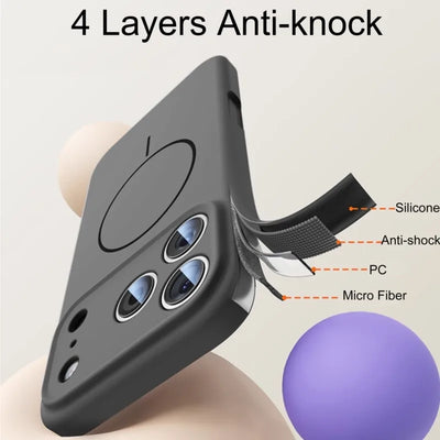 Luxury Liquid Silicone Case for iPhone 18 17 Air 16 16E 15 14 13 12 11 Pro Max Soft For Magsafe Magnet Shockproof Matte Cover