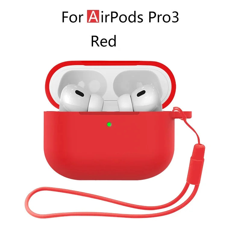 for AirPods Pro 3 2025 New Case Full Protective Soft Silicone Shockproof Case with Keychain for AirPods Pro 3 Case for Men Women