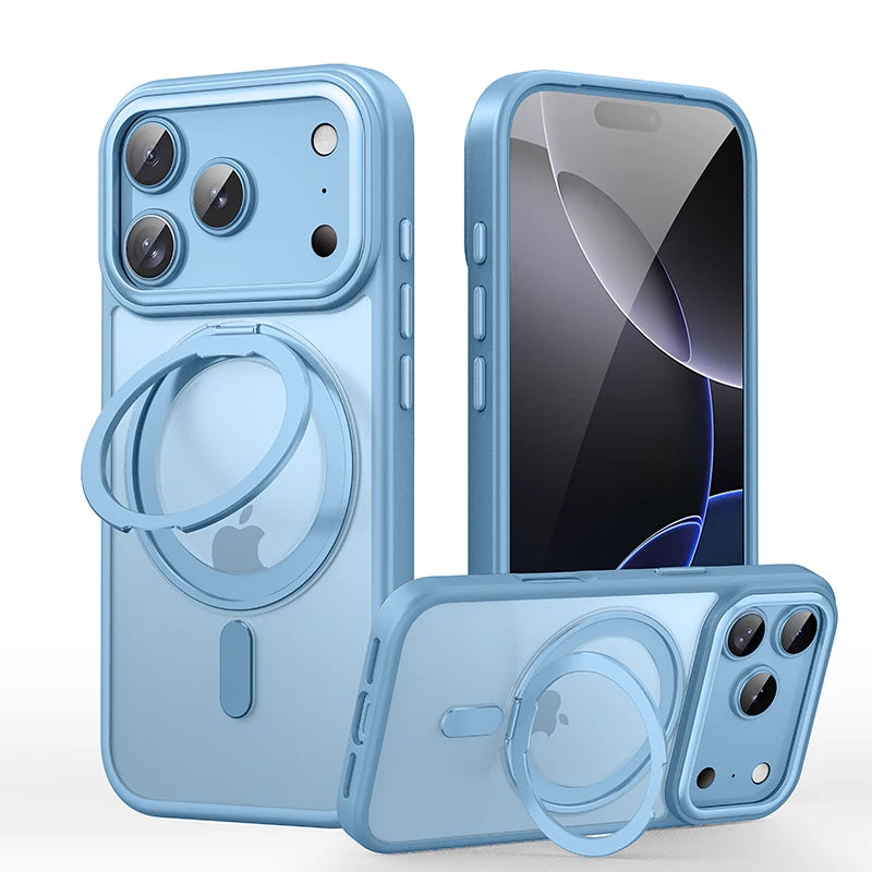 360° Mechanical Torque-Sound Rotating Stand Holder Magnetic Magsafe Phone Case For iPhone 16 15 14 13 17 18 Pro Max Plus Air 17E