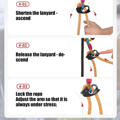 Adjustable Rope Gripper Self-locking Retarder Aluminum Alloy Climbing Hook Climbing Buckle for Rock Climbing and Mountaineering