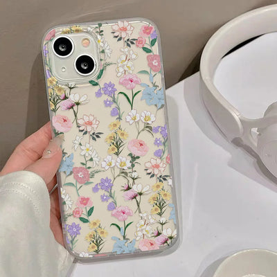 Flower Phone Case For iPhone 16 Pro Case iPhone 17 18 15 13 11 12 14 Pro Max Mini Shockproof Matte Transparent Aesthetic Cover