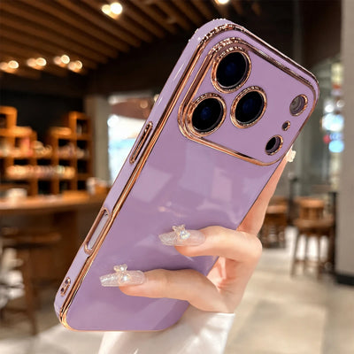 Sleek Electroplated Solid Color Phone Case for iPhone 18,17,16,15,14,13,12,11 Pro/Max/Plus/Air | Fully Protective Soft Shell, Premium Luxury & Fashionable Durable Design
