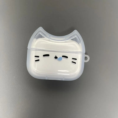 For Anti-Fall Sleepy Cat Earphone Case Dustproof Shockproof Headphone Protective Case with Keyring for Airpods 4 3 2 1/ Pro/Pro2