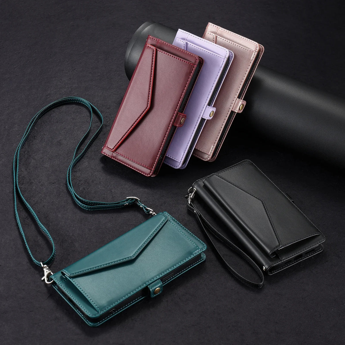 Crossbody Leather Wallet Case For IPhone 18 17 16 Pro 15 14 13 12 11 Pro Max Air 16E 17E XS XR SE 8 7 Card Solt Pocket Cover