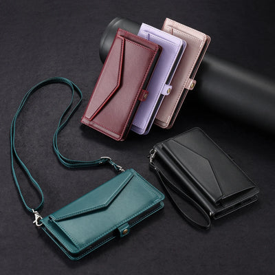 Crossbody Leather Wallet Case For IPhone 18 17 16 Pro 15 14 13 12 11 Pro Max Air 16E 17E XS XR SE 8 7 Card Solt Pocket Cover