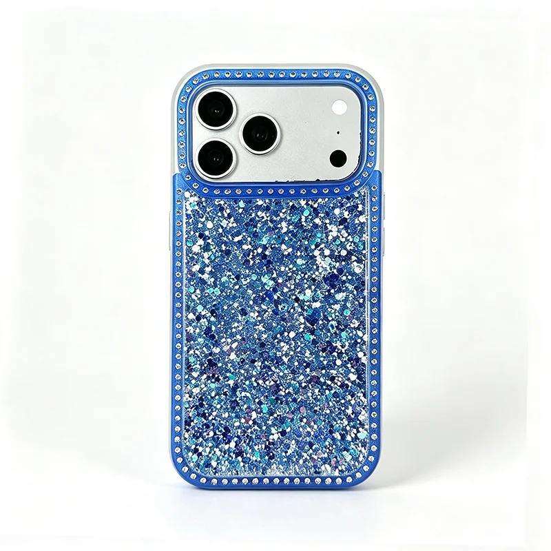 Luxury Dense Colorful Glitter Rhinestone Trim Phone Case, High Shine Glam Sparkling Crystal Decor Protective Cover Compatible with iPhone 11 12 13 14 15 16 17 Series