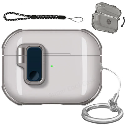 Earphone Case for AirPods Pro 3/Pro 2/4 with Secure Lock Soft TPU Transparent Protective Case with Lanyard for AirPods 4/Pro 3