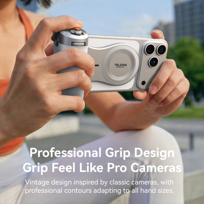TELESIN Magnetic Phone Camera Shoot Hand Grip 3200Mha Powerbank Wireless Charging Phone Holder Shooting Aid for Iphone Andriod