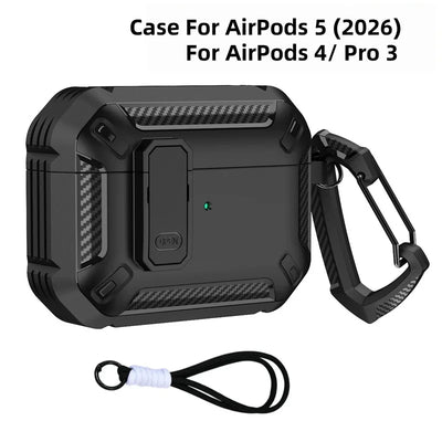 Cases For AirPods 5（2026)with Lock Clip Rugged Armor Shockproof Case For AirPods Pro 3 Protect Hard Shell For AirPods 4/5 Cases