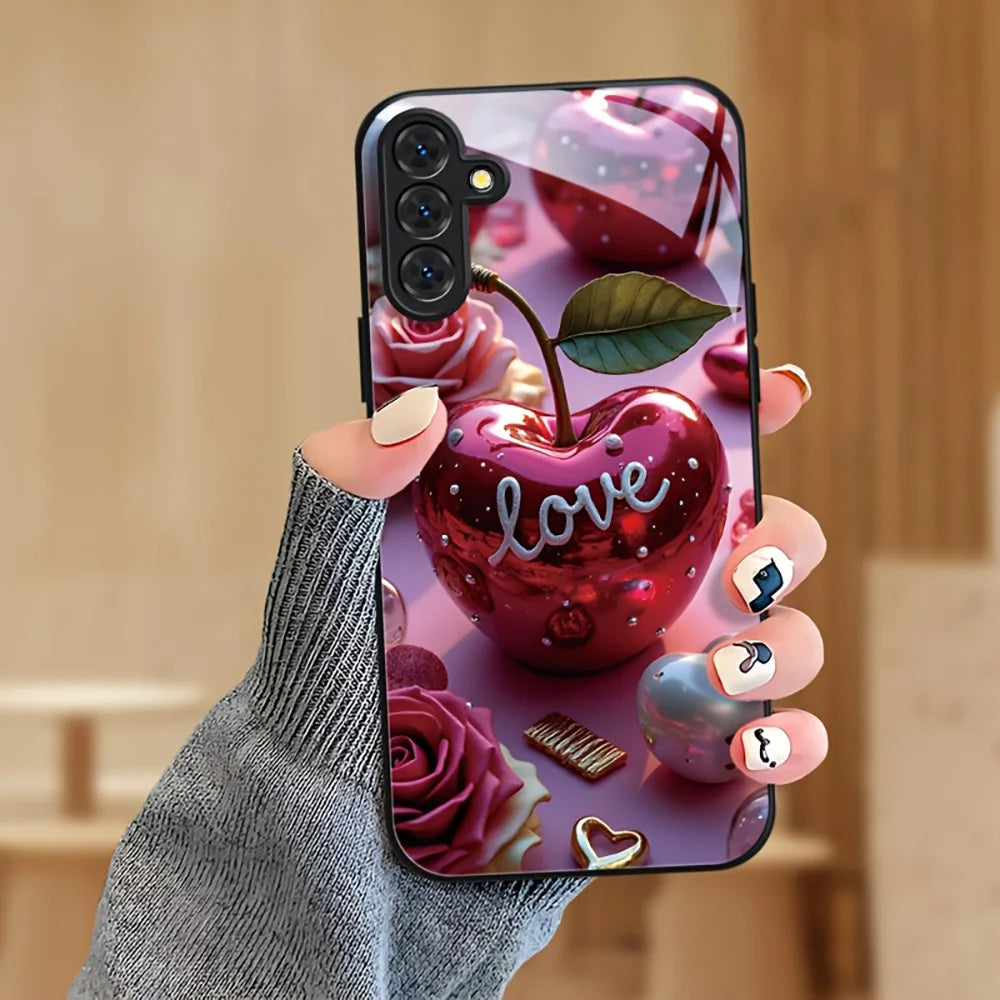 Hard Glass Honeybee Flower Case For Samsung Galaxy S26 Ultra Case Samsung S24 S22 S25 Ultra S 26 Plus S23 S20 S21 FE Cases Cover