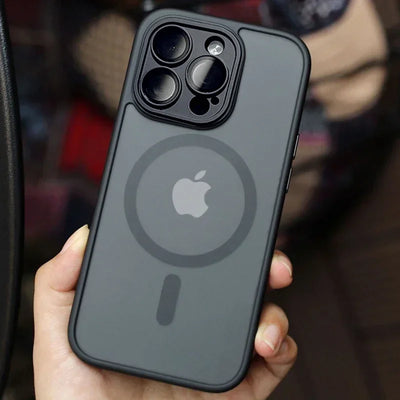 Magnetic Luxury Lens Protector Matte Translucent Case For iPhone 17 18 16 15 14 13 12 Pro Max For Magsafe Wireless Charger Cover