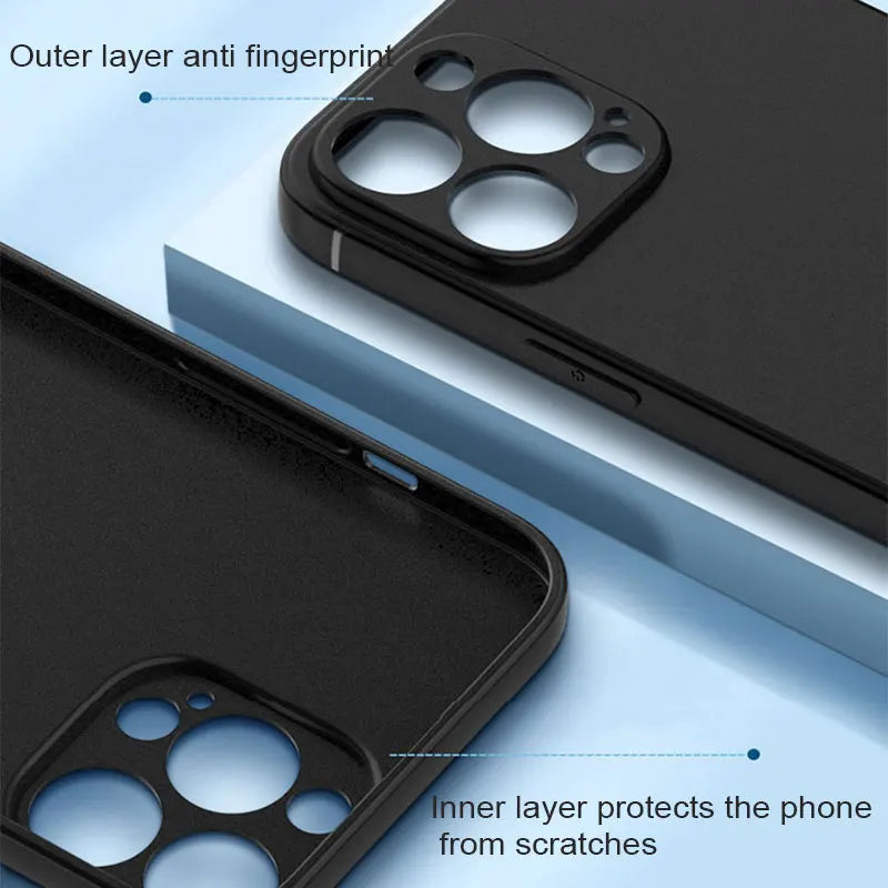 Luxury Black Silicone Matte Phone Case For iPhone SE 2020 2022 16E 16 15 14 13 12 11 Pro Max Plus 13Mini Back Cover Soft Case