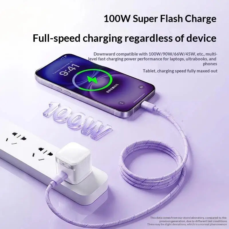 60W PD Fast Charging Cable For 15/16/17 USB Type C To C Quick Charger Cord Nylon Braided Charger Power Wire