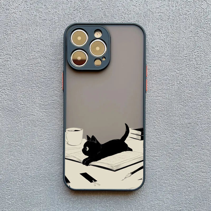 Funny Cat Daily Life Phone Case For iPhone 16 17 Pro Max Cases 11 12 14 Pro Max Mini 13 15 Plus XR Shockproof Back Covers