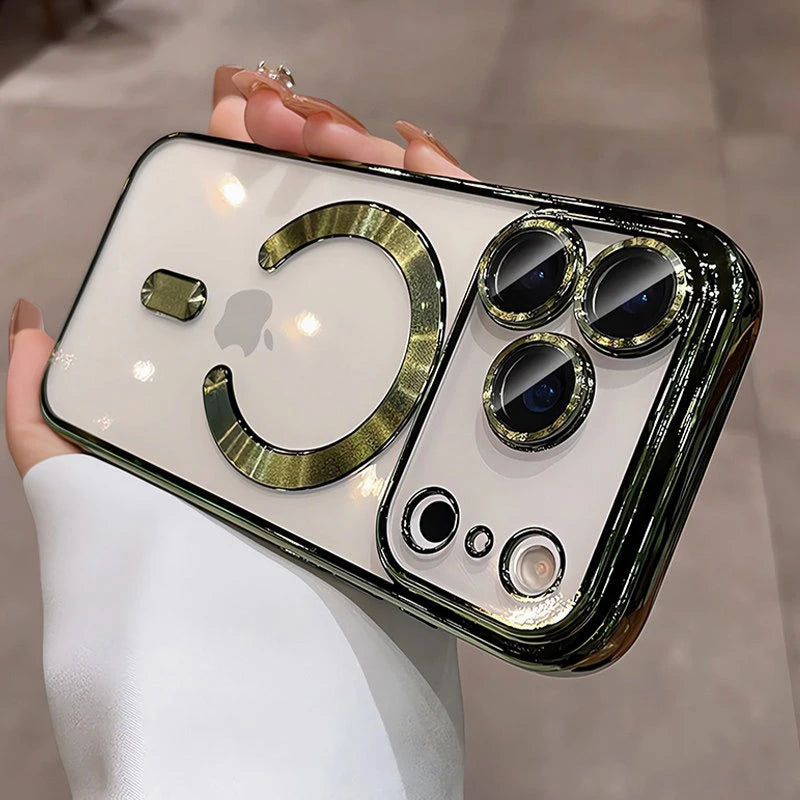 Plating Soft TPU Transparent Case For iPhone 18 17 16 15 14 13 12 11 Pro Max 17E 16E 17Pro 16Pro For Magsafe Charge Mag Safe Cov