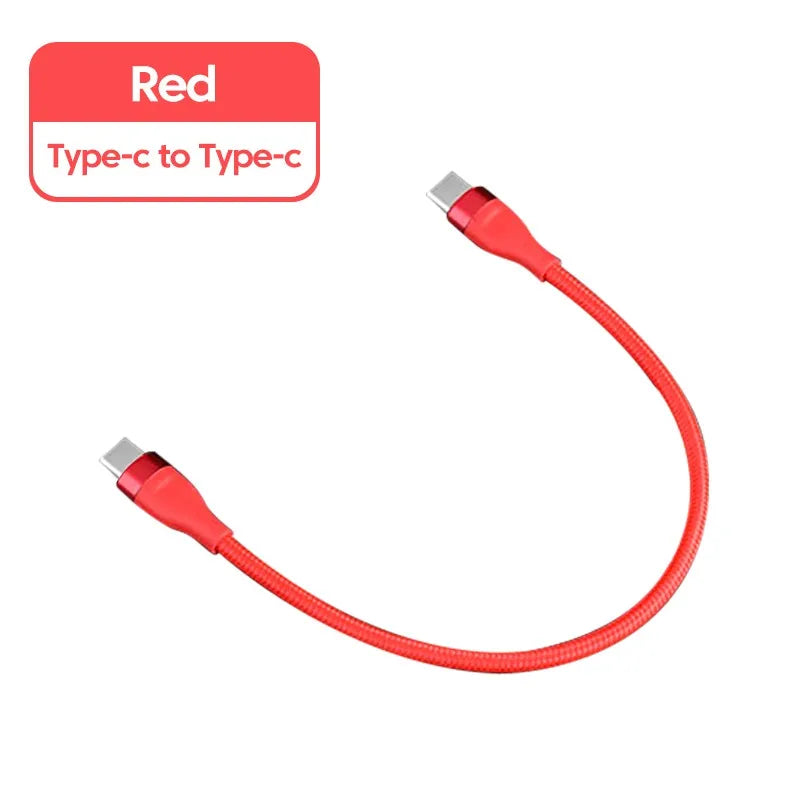 66w Type-C Cable 25cm USB C to Type-C / Lightning Fast Charging Short Wire For iPhone Xiaomi Huawei Samsung Oneplus Cellphones