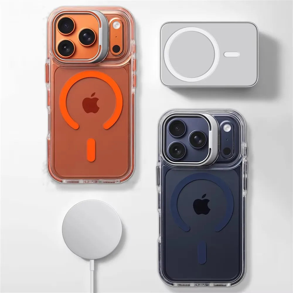 For MagSafe Clear Kickstand Case for iPhone 18 17Pro Max 17Air 16 15 14 13 12 Magnetic Shockproof Transparent Camera Stand Cover