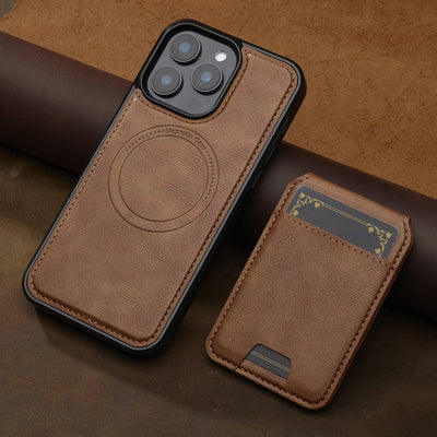2 in 1 Detachable Leather iPhone Case with Card Pocket - Magnetic Cover for iPhone 17 pro Max 17 Air 15 14 13 12 11 pro Max