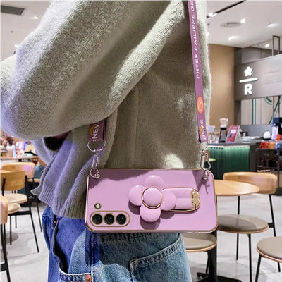 Rotating Windmill Holder Lanyard Strap Case For Samsung Galaxy S21 S20 S22 S23 S10 S9 S8 Note 10 20 Plus Ultra S21 S20 FE Cover