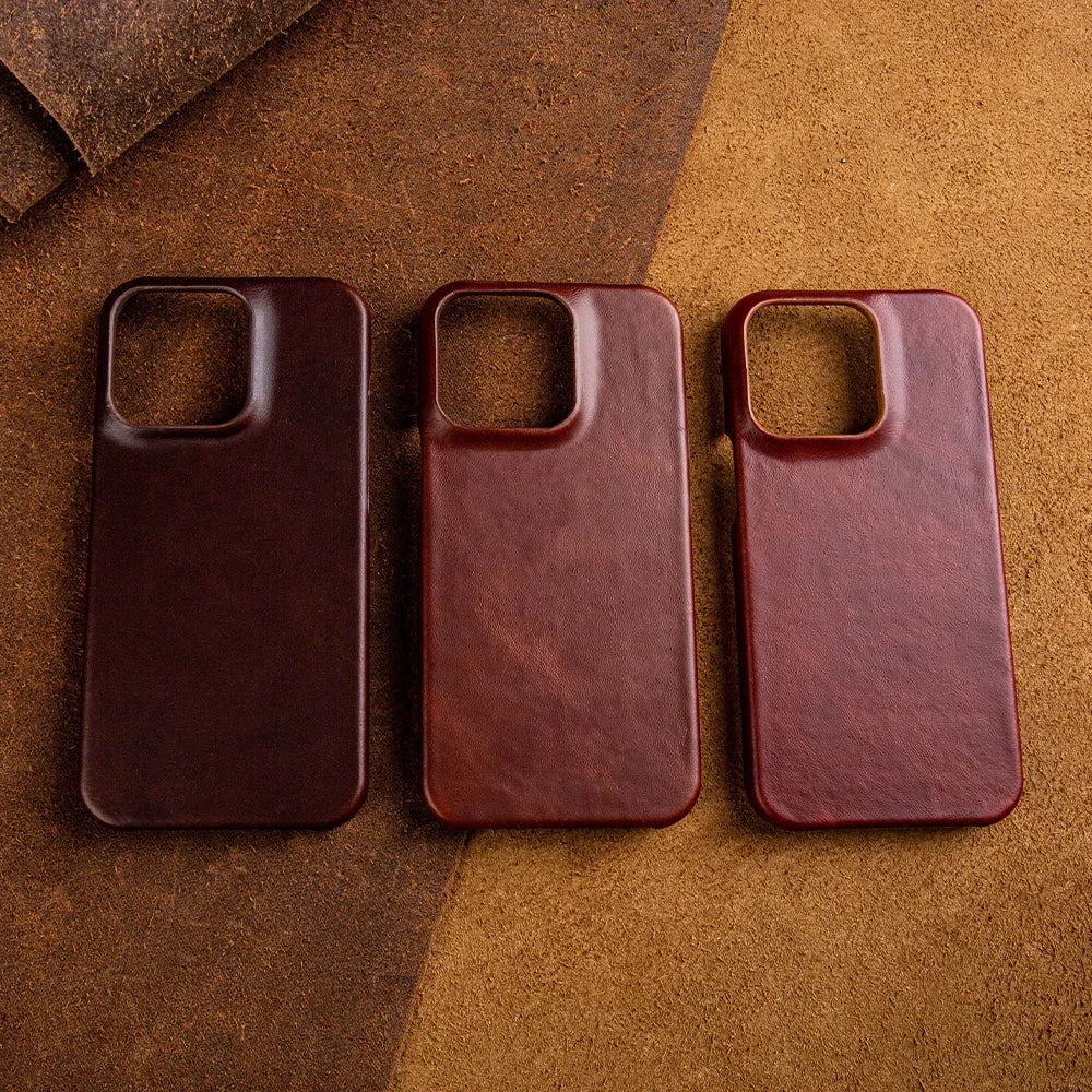 Oil Wax Luxury Genuine Leather Cover Case for Iphone 14 13 12 18 Pro Max 16 Case for Iphon Aesthetic Vintage Retro with 8 Colour