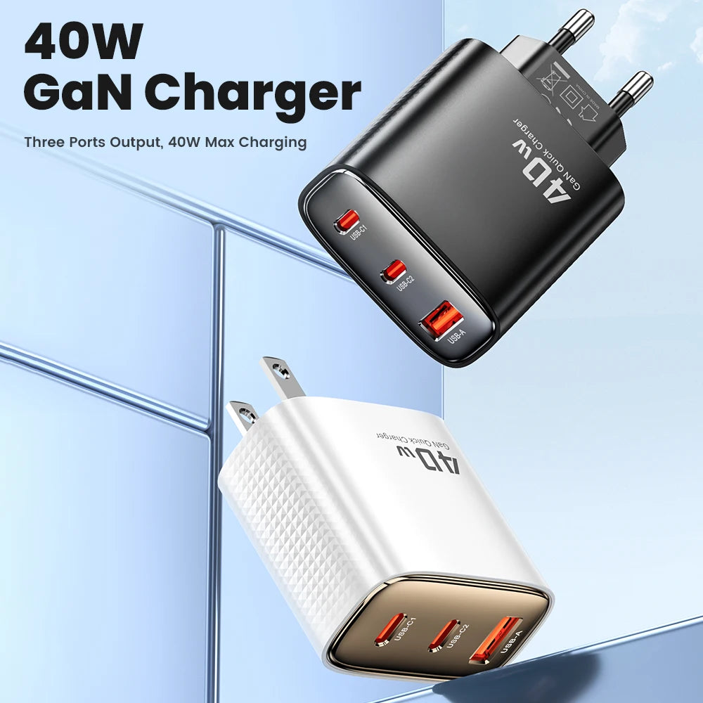 Toocki 40W Charger GaN PD 20W Fast Charging USB Type C Chager for iPhone 15 14 13 12 Pro Max iPad Samsung S24 S23 Xiaomi POCO