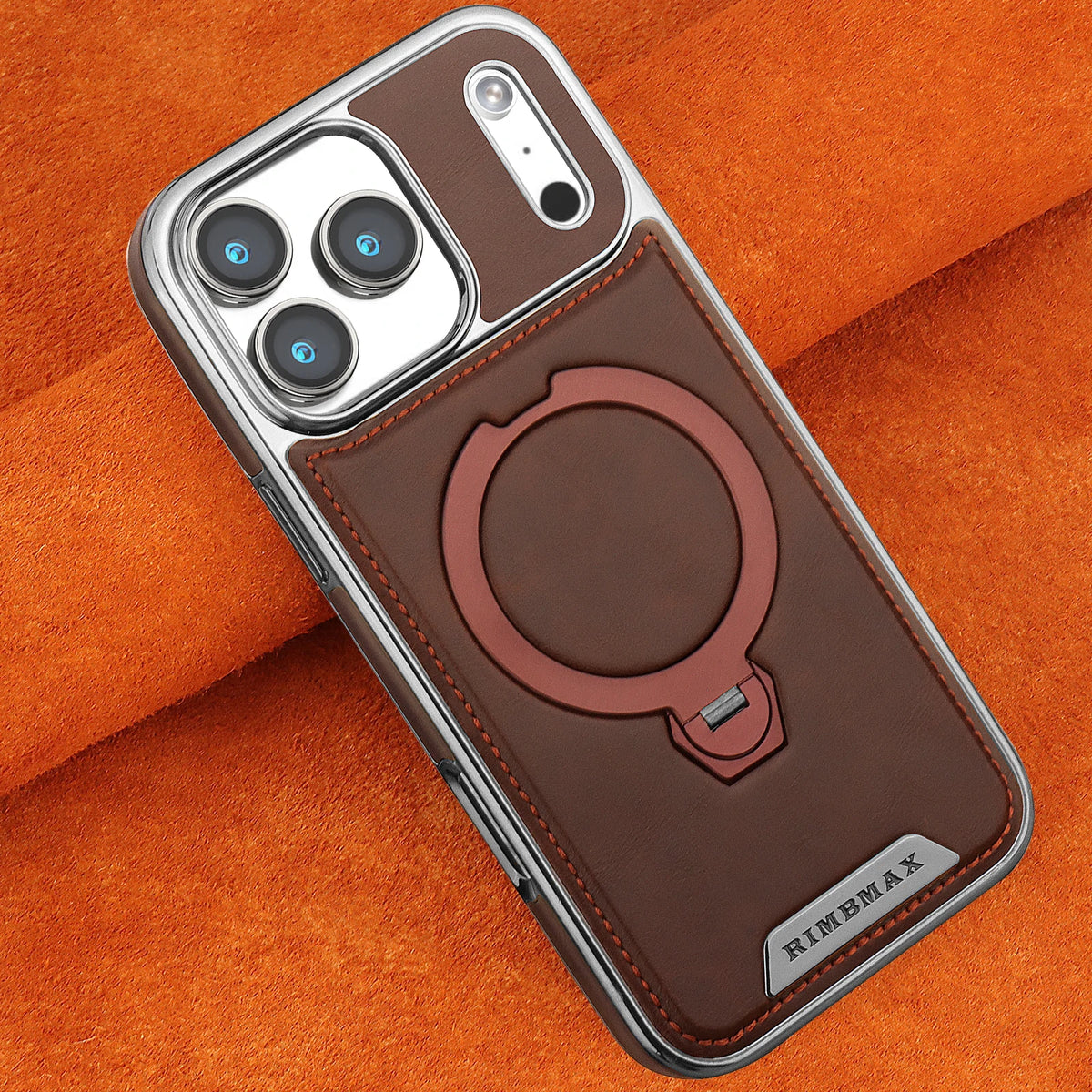 Magnetic Rotat Bracket Luxury Leather Phone Case For iPhone 12 13 14 15 16 17 18 Pro Max Plus Wireless Charging Shockproof Cover