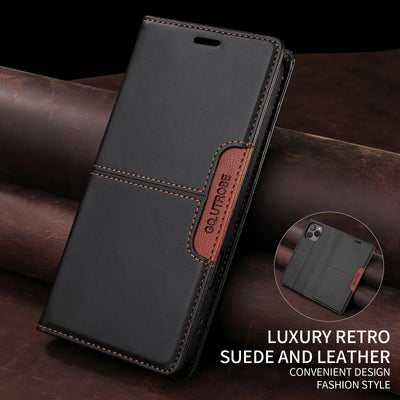 Leather Magnetic Flip Case for iPhone 16 17 15 14 13 12 11 Pro Max 17E 16E Air XR XS Max 7 8 Plus SE 2022 Wallet Slot Phone Case