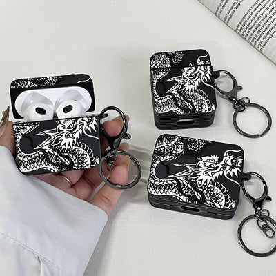 Black Dragon Design Earphone Cases for Airpods Pro3/Pro2/Pro For Apple Bluetooth Headset Case Protective Cover Airpods 1/2/3/4