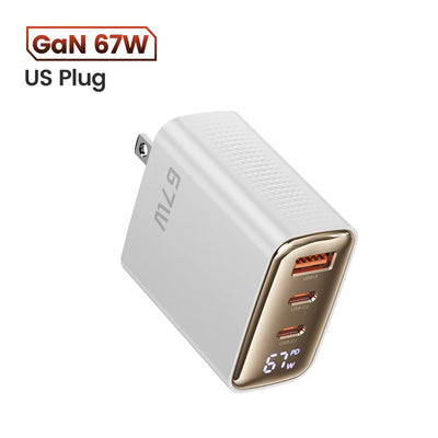 Toocki 67W GaN USB Type C Charger Digital Display 65W 45W PPS PD QC4.0 Quick Charge For Macbook Laptop IPAD Tablet iPhone 15 14