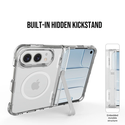 Luxury Clear Shockproof Hinge Bracket Phone Case For iPhone 18 Duo For iPhone 18 Fold Ultra Magnetic Folding Hard Protect Cover