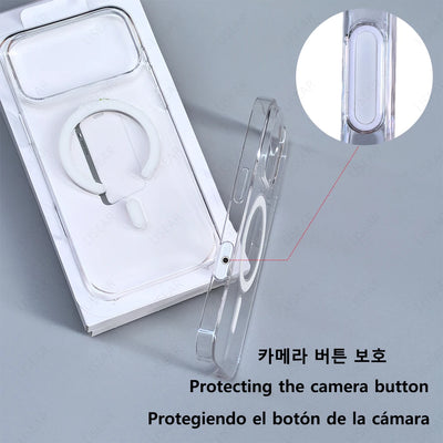 Original For Magsafe Clear Phone Case For iPhone 18 17 16 15 14 13 12 Pro Max Mini Wireless Charging With Touch Camera Button