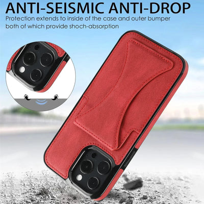 High Quality PU Leather Protective Credit Card Slots Foldable Kickstand Phone Case for iPhone 16 Pro Max 15 Plus 14 13 12 11