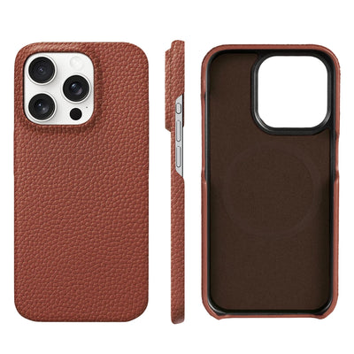 for Magsafe Case for iPhone 18 17 15 16 Pro Max Air 17Pro Natural Cowhide Lychee Leather Magnetic Protector Luxury Phone Cover